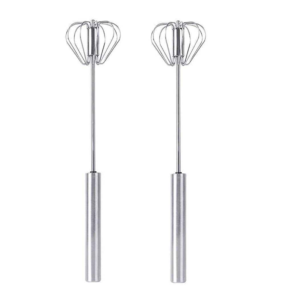 Küchen-Schneebesen Edelstahl Whisk Set 2 STÜCKE, 10 "/ 12" halbautomatische Handhold-Push-Typ Ei-Schläger Küche WISK zum Kochen Mischen, um das Schlagen zu schießen und zu rühren Schneebesen zum Koche