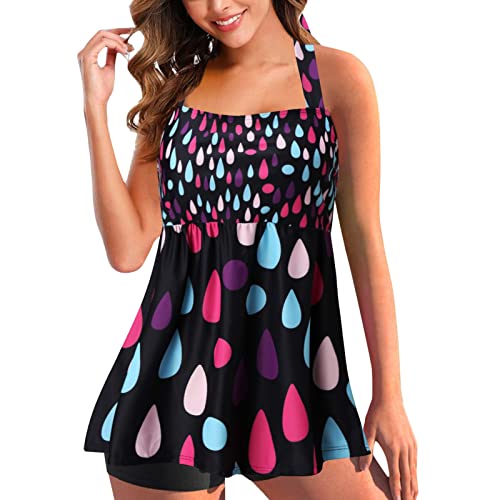 Tankini deux pièces noir pour femme en taille M avec dos ajustable