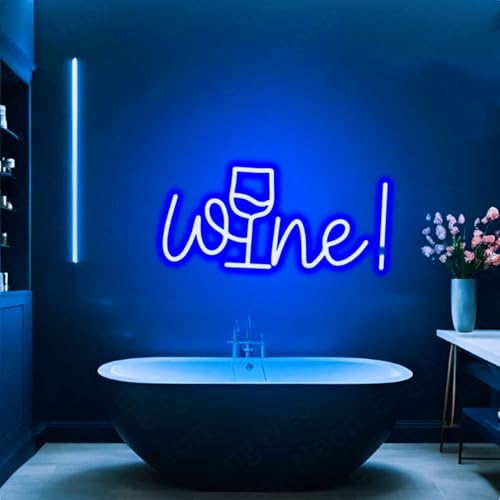 Image of Acrylic Wine Neon Sign for Wall or Window Background Decor,LED Dimmable Bar Neon Decorative Cocktails Light Handmade Art Lamp for Home Pub Wedding Party Bar Studio,5V USB Powered