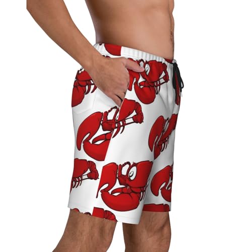 Red Lobster Print Print Men's Beach Pants Lightweight Quick-Dry Swim Pants with Mesh Lining for Men3