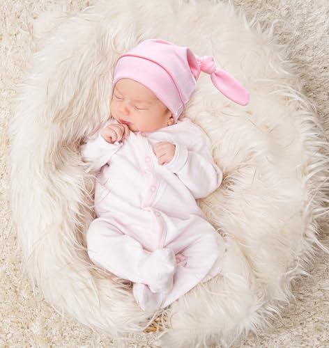 Jastore 8 PCS Baby Newborn Hats Set Knot Beanie Hats Soft for Infant Baby Girls Boys Caps 0-6 Months2