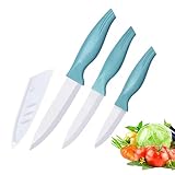 Zhiyun 3-Piece Blue Ceramic Knife Set - 5" Veggie, 4" Fruit, 3" Peeling Knife - Suitable for Beef, Chicken, Vegetables, Fruits, Butter & Bread (Blue)