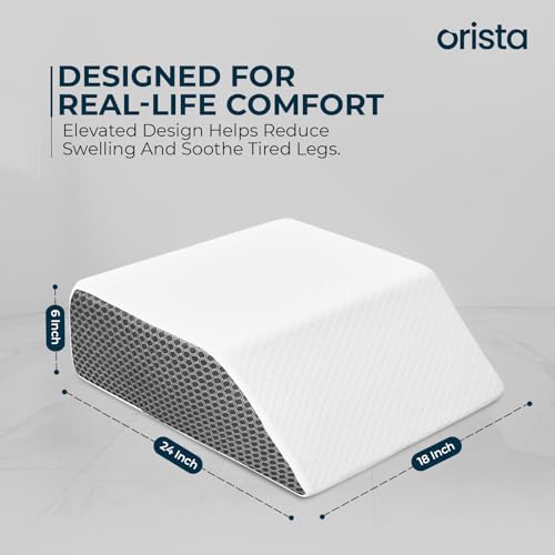 Image of Orista Leg Elevation Pillow I Orthopedic Memory Foam Wedge for Swelling, Pain Relief, Varicose Veins & Post-Surgery Recovery I Supportive Design with Washable Cover & 2-Year Warranty