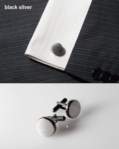 Image of [TAVARAT] Cufflinks for Men cuff links mens classic round shape Black Silver Light Gold Tps-177