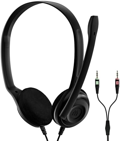 EPOS PC 3 Chat - Langlebiges On-Ear Headset PC, Kopfhörer mit Kabel, Rauschunterdrückendes Mikrofon, Einfach zu Verbinden, Stereosound, Für Online-Anrufe, -Unterricht, 2 x 3,5-MM-buchsen Schwarz