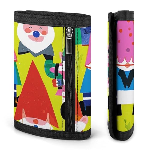 Colorful Gnomes Trifold Wallet for Men - Money Clip Slim Wallets with Multiple Card Slots Minimalist Small Front Pocket Wallet for Everyday Carry3