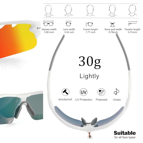Image of BangLong Polarized UV400 Sports Sunglasses with 5 Lenses for Men Women