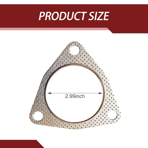 Image of 2 PCS Car Exhaust Pipe Interface Gasket, 2.99 inch ID Thickened Design Metal Three-hole Stable Structure Exhaust Flange Gasket Replacement, Automotive Exhaust Turbo Accessorie for Cars (Silver)