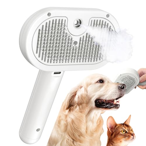 Image of 3 in 1 Cat Steam Brush,Pet Spray Hair Removal Comb for Shedding & Grooming, Water Brush for Cats Dogs Small Animals Long Short Haired with One-Click Release Button