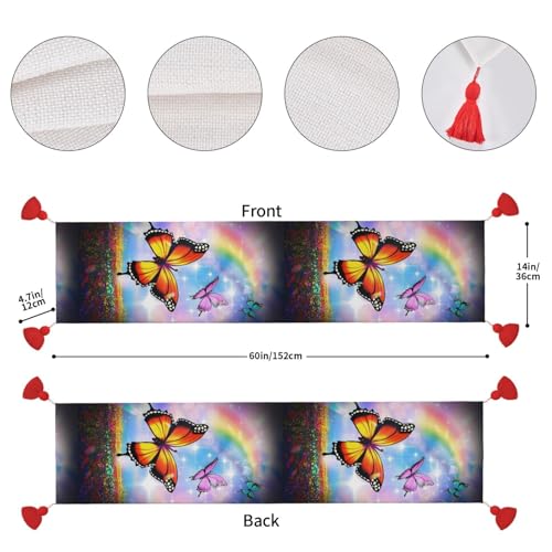 Chemin de table antidérapant motif papillon pour une décoration stable