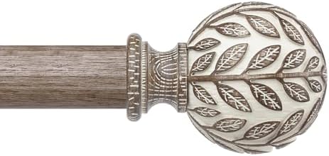 Curtain Rod 36-124 Inch, Boho Decorative 1 Inch Wood Adjustable H...