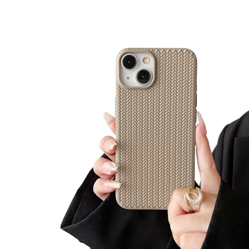 FABSPARK Case for iPhone 16 Pro,Cute 3D Laid Braid Woven Pattern Desgin Solid Color Girls Case,Soft TPU Shockproof Phone Cover for iPhone 16 Pro 6.3 Inch,Light Brown