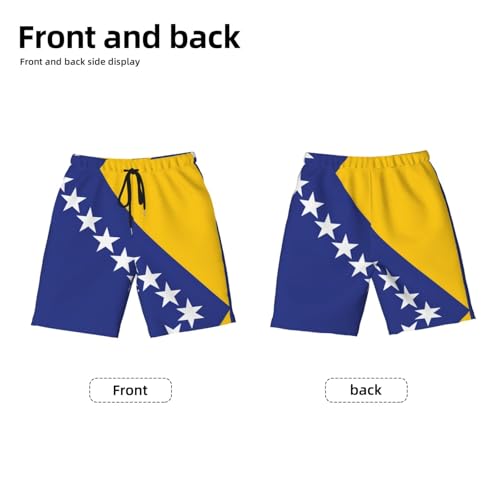 Flag of Bosnia and Herzegovina X-Large Youth Beach Pants, Soft and Breathable, with Drawstring Waist, Suitable for Sports and Leisure. Black2