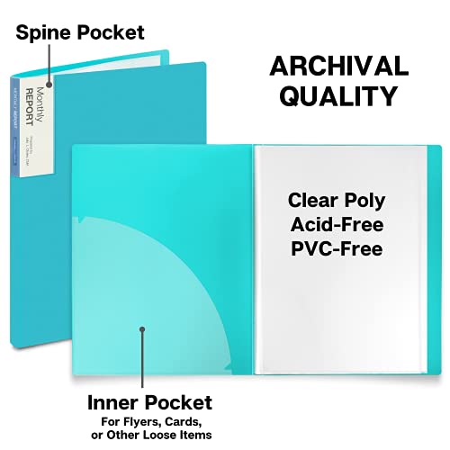 Dunwell DISP0912 9X12 Presentation Book - (Aqua), 24-Pocket Binder With Plastic Sleeves, Displays 48 Pages 9 X 12 Or A4 Certificates, Portfolio, Art Work thumb #2