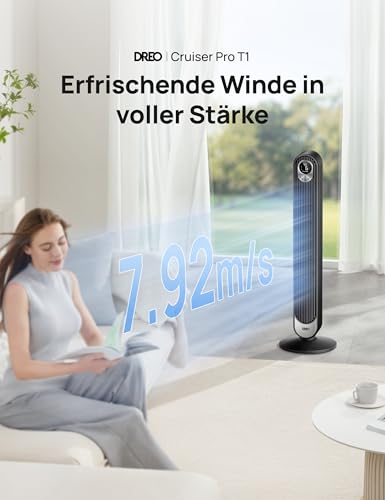 Dreo Turmventilator mit 20 dB und 9 m Windreichweite