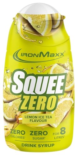 IronMaxx SqueeZero Lemon Ice Tea 65 ml | Jarabe Concentrado Sin Azúcar | Sin Calorías | Hasta 8 Litros de Bebida | Sabor Té Helado Limón
