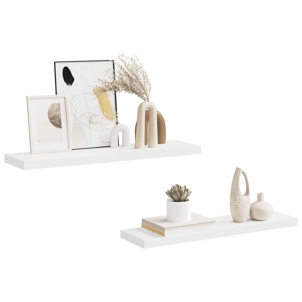 Juego de 2 estantes flotantes, color blanco, de pared, 90 x 23,5 x 3,8 cm, de tablero de fibra de densidad media y metal, para salón, dormitorio y pasillo, soporta hasta 10 kg
