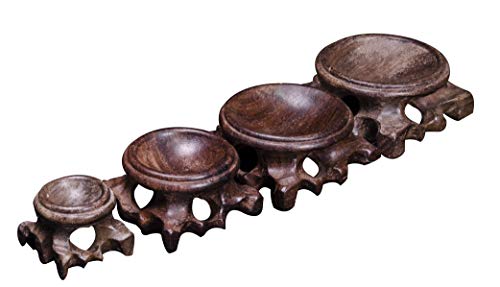 yippee Wholesale Hand Carved Round Hollowed-Out Burlywood Crystal Sphere Gemstone Ball and Specimen Wood Stand Base Without Items (stand-F-7cm)