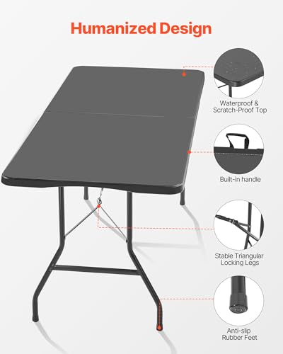 Table plastique robuste VEVOR 180 cm pliable avec poignée intégrée - 8