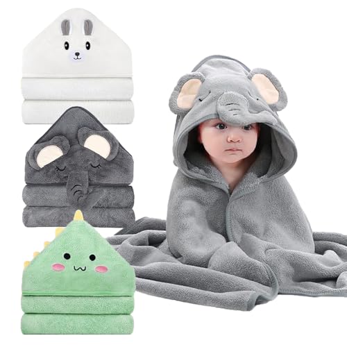 Image of 3 Pack Hooded Baby Towels - Premium Ultra Soft Organic Baby Bath Towel - Absorbent and Hypoallergenic Towels for Baby Boy Girl, Toddler, Newborn Essentials