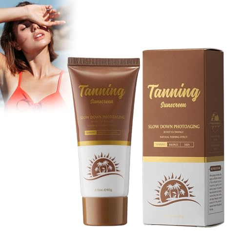 60g Selbstbräunungsgel, Flüssiges Selbstbräuner, Feuchtigkeitsspendende, Fortschrittliche Lotion zum Bräunen, Selbstbräuner für Körper und Gesicht, Dunkler Sonnenschutzmittel