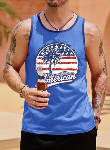 Image of VOGSTART Mens Hawaiian Beach Tank Tops Summer Vacation Muscle Top Graphic Sleeveless Shirts (S-3XL)