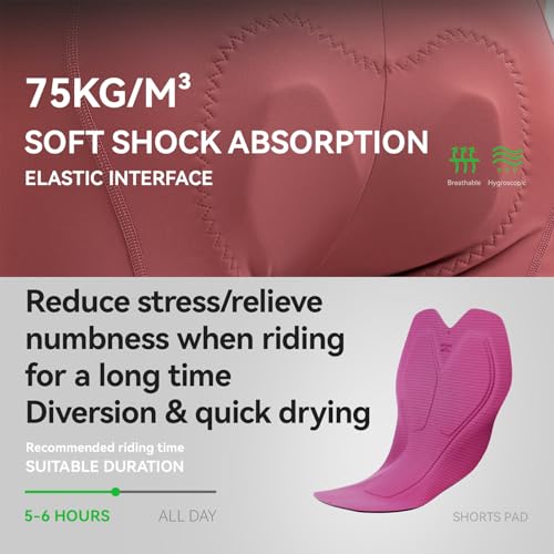 ROCKBROS TVI Women\'s Cycling Bib Shorts with Magnetic Closure & Padded Chamois Padded Bike Shorts Women Pink Yellow