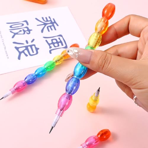 Acfun 12 lápices apilables de plástico coloridos miniatura 7