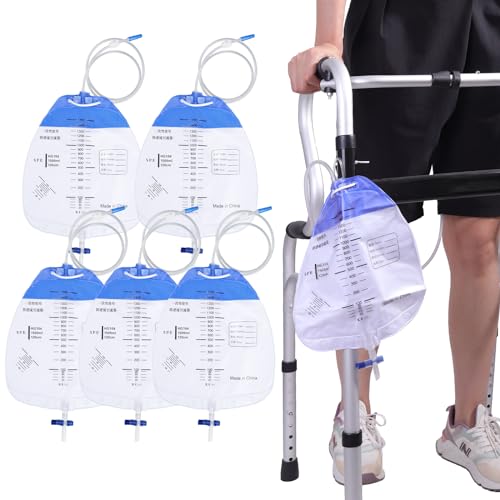 ENLUNTRA Urinary Drainage Bag with Anti-Reflux Chamber, Urine Bag with 1500 mL Volume(5 Pack)