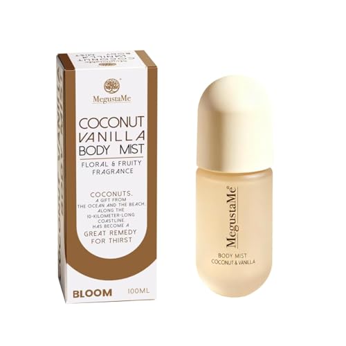 MegustaMe Coconut Vanilla Body Spray | Paraben-Free & Phthalate-Free | Long-Lasting Fresh Fragrance | coconut body spray | vanilla coconut perfumes for women 3.38 fl oz (100ml)