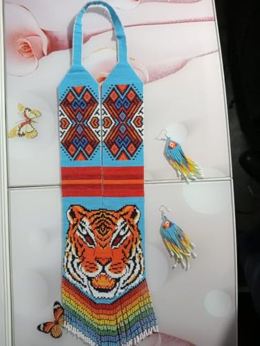 Collar y pendientes Tiger Ukrainian Gerdan artesanales de cuentas LKBEADS 4