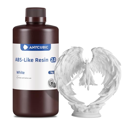 Image of ANYCUBIC 2nd Gen Resin Technology ABS-Like Resin 2.0, 3D Printer Resin with High Toughness, More Precise Details, Low Odor, Wide Compatibility for All LCD Resin 3D Printers (White, 1kg)