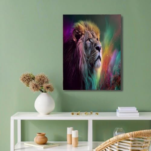 Tableau Décoration Murale Style Ciel Étoilé Lion Arc-En-Ciel | Affiches GDJSMIN 80×120 cm
