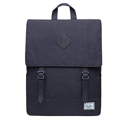 Stylish School Bookbag Kaukko College Student Laptop Backpacks fit 14" Laptops (Black-KS04-2)