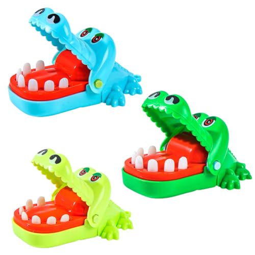 THQAE 3 Piezas Juego de cocodrilo Croco Doc Dientes de cocodrilo, habilidad de acción para juego familiar, prueba tu suerte, para niños, juego familiar, juego de fiesta