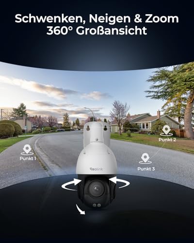 Reolink Smart 4K/8MP UHD PTZ Dome Überwachungskamera Aussen mit revolutionären 16X optischem 3D-Zoom, Farbnachtsicht, Personen-/Fahrzeug-/Tiererkennung, Zwei-Wege-Audio, 24/7 Aufzeichnung, RLC-823S2 – Bild 4
