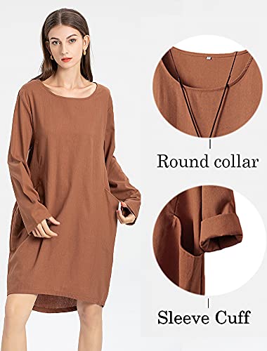 Minibee Women's Oversized Tunic Dress Long Sleeve Loose Baggy Tshirt Tops with Pockets3