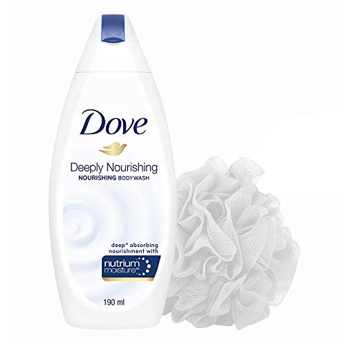 Image of Dove Deeply Nourishing Body Wash 190 ml with free loofah And Dove Daily Shine Shampoo, 340ml