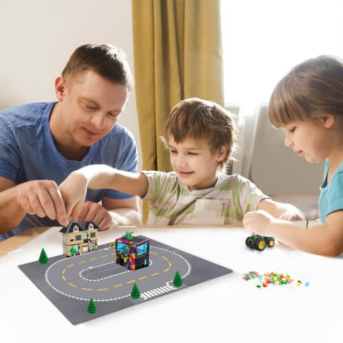 Image of Lekebaby 6 Pack Road Base Plates 10 inchx10 inch City Street Baseplates 100% Compatible with All Major Brands, 4 Curved /1 Straight /1 T-Junction