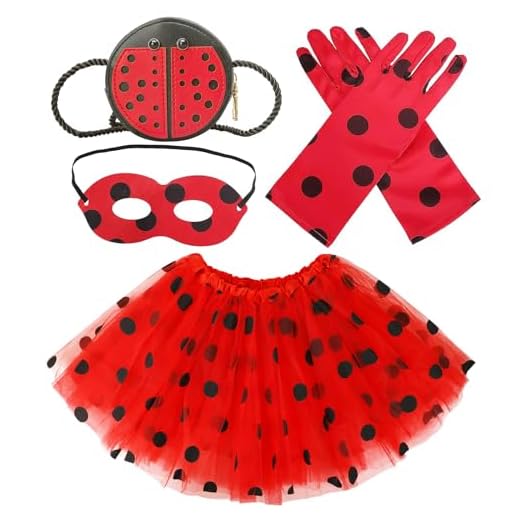 VGMANNTA Ladybug Disfraz Ladybug Niña Accesorios Lady Bug Niña Tutu Niña Mask Masquerade Party Halloween Ladybug Dots Suministros Fiestas de Cumpleaños Regalo para Disfraz Superheroina Niña