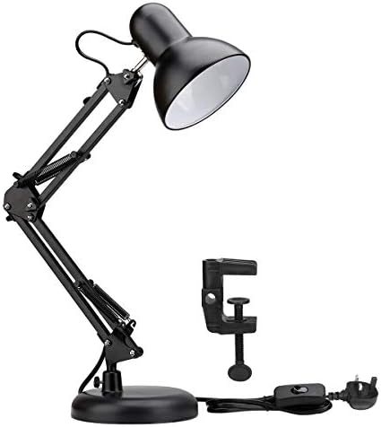 Lepro LED Desk Lamp E27 Screw Bulb Holder Swing Arm Architect Lamp Flexible Clamp on Table Lamp Classical Bedside Desk Light for Back to School Reading Working Office Crafts and More