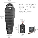 Heated Sleeping Bag 5pcs Multi USB Power Support Heating Pads,Operated with Battery Power Bank or Other USB Power Supplies, Portable Compact Bag, Mummy Style.