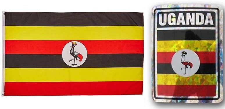 Deluxe Combo Set Uganda Country 3x5 3x5 Flag and 3"x4" Decal by Lumaglow