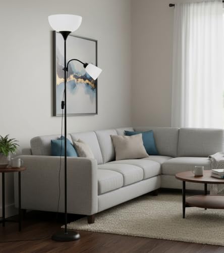 Lampadaire Varese noir avec liseuse LED orientable BEL AIR HOME