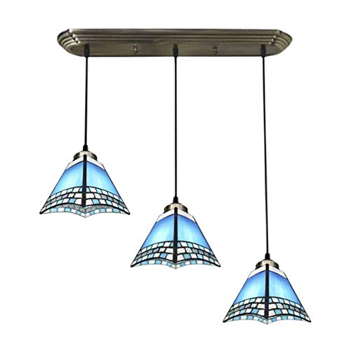 Lustre suspendu en vitrail méditerranéen pour table de salle à manger