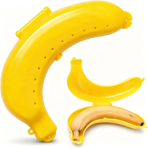 HYMC 1 Pcs Banana Holder Case 100% BPA-Free Reusable Banana Protector Fits Large 19.5cm Bananas Durable Portable Banana Keeper for Kids & Adults Travel