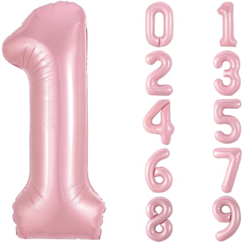 Image of Number Balloons Pink Party Balloon - Giant Number 1 Balloon, 40 Inch Large Balloon, Birthday Decorations for Women, Birthday Balloon for Anniversary Baby Shower Princess Party Decorations