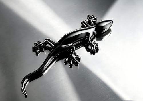 Image of 2PCS 3D Gecko Emblem Car Sticker Metal Chrome Silver Spider Badges Sticker for Universal Car Vehicle, Truck, Motorcycle, RV, Scooter, SUV, Door, Window for Headphone Decorations (Black Gecko)