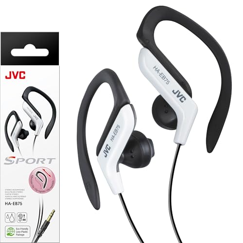 Image of JVC HAEB75W Sports Clip Headphone, White, 1.60 x 4.40 x 3.90 inches