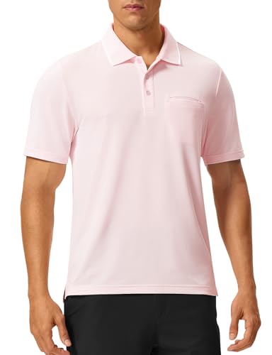 Image of Rdruko Men's Polo Shirts Short Sleeve Quick Dry Outdoor Golf Sports Shirts with Pocket